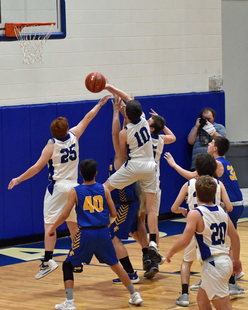 Boys blocking the ball