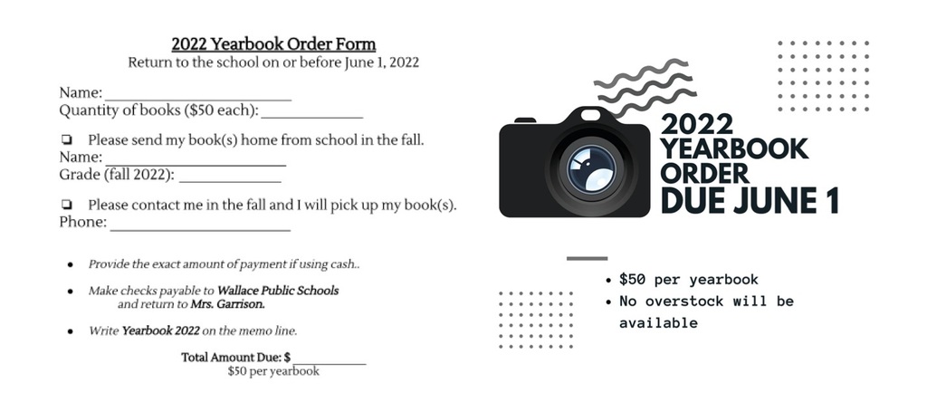 Order form for yearbook