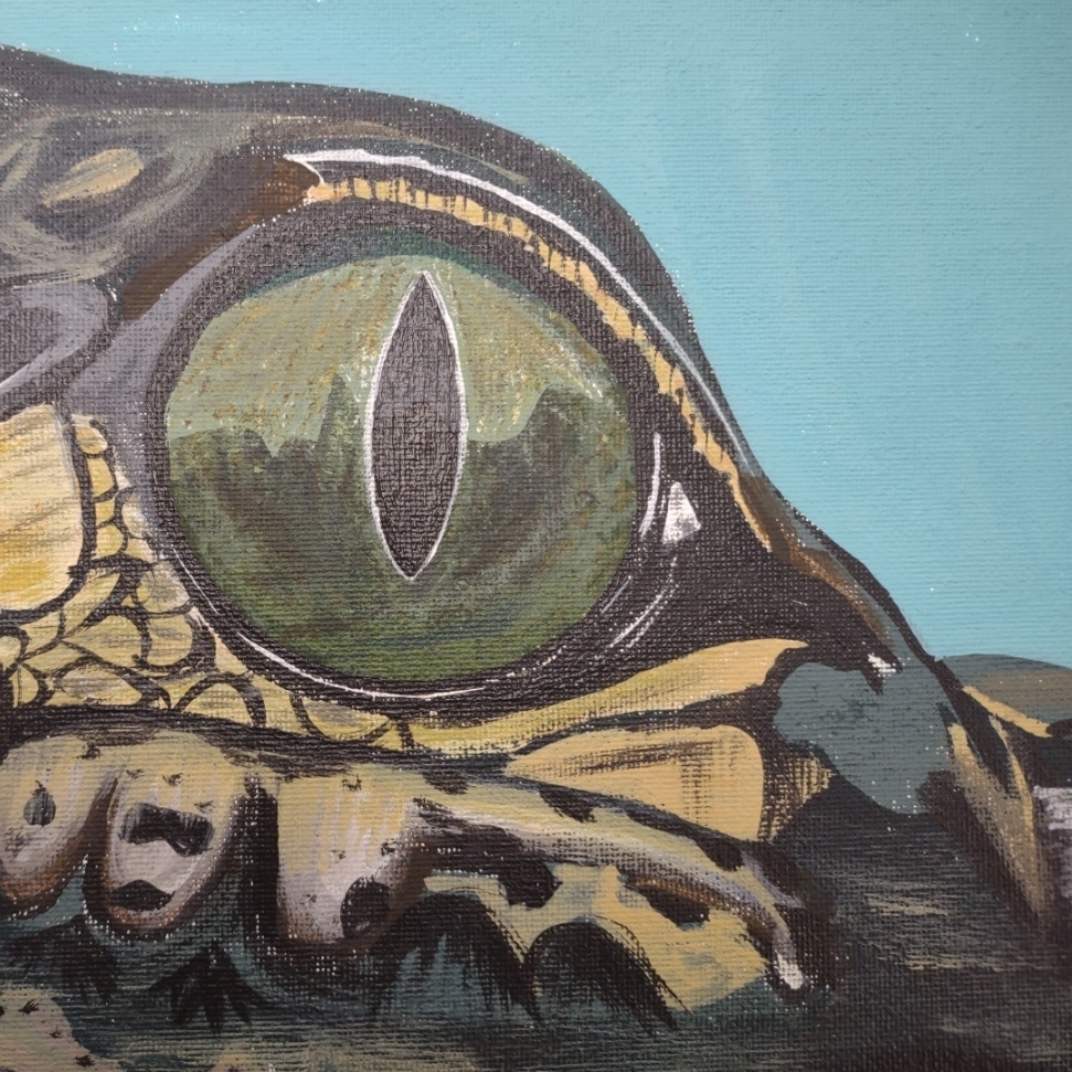 2nd Honorable Mention, Taelynn Wickizer, acrylic painting, "Gator"