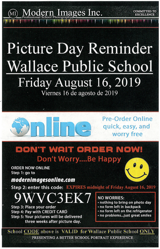 Picture Day - August 16, 2019 Information